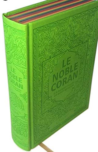 Noble Coran avec Pages Arc-en-Ciel (Rainbow) - Bilingue (Fr/Ar) - Couverture Daim Vert Clair, Book, Yoorid, YOORID