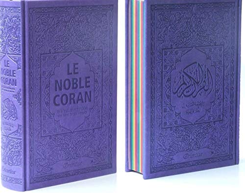 Noble Coran avec Pages Arc-en-Ciel (Rainbow) - Bilingue (Fr/Ar) - Couverture Daim Violet, Book, Yoorid, YOORID